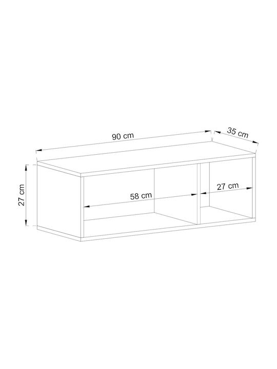 Ράφι Τοίχου Φυσικό Δρυς 90x35x30εκ.