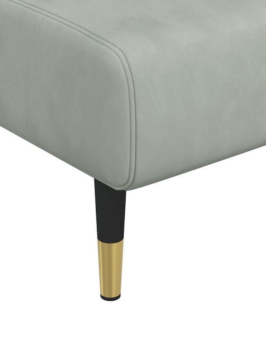 Velvet Recliner Gray L155xW55xH33cm