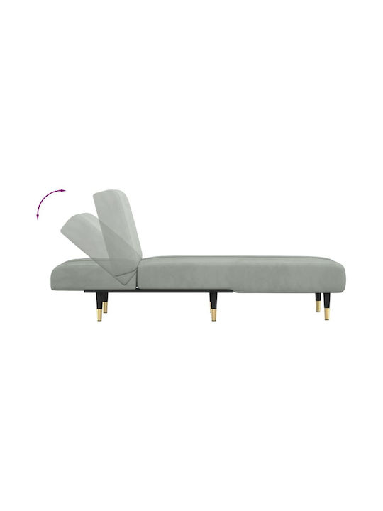 Velvet Recliner Gray L155xW55xH33cm