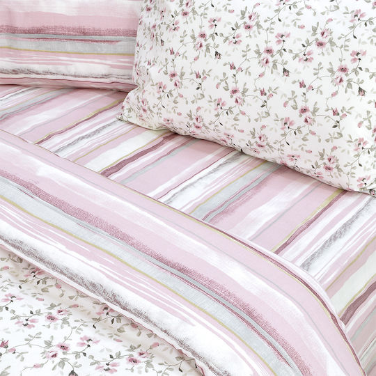 Lino Home Комплект Плик за Завивка Памучен Кинг Сайз с 2 Калъфки 220x240 Agne Роза