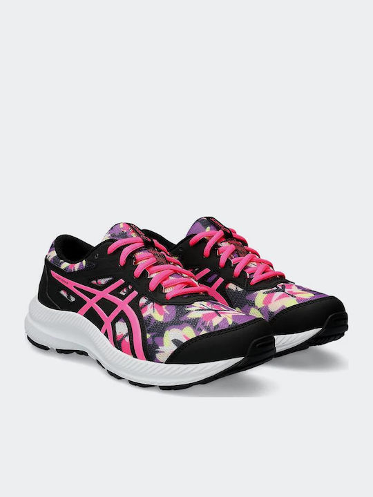 Contend 8 Print Gs Kids Sports Shoes Running with Laces Black / Hot Pink
