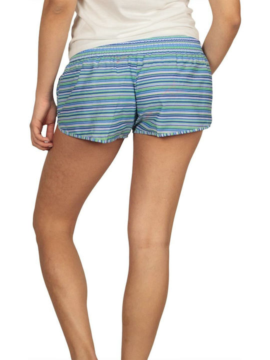 Women's Striped Light Blue Shorts - ds-19055-bl