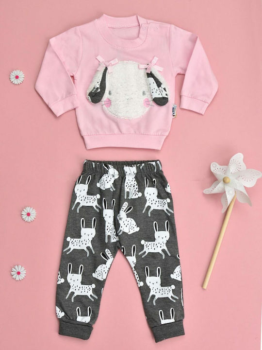 Potre Kids Sweatpants Set Pink 2pcs