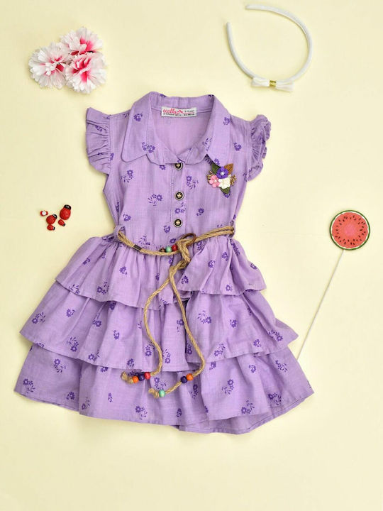 Potre Set Rochie pentru Copii cu Accesorii Mâneci scurte Violet