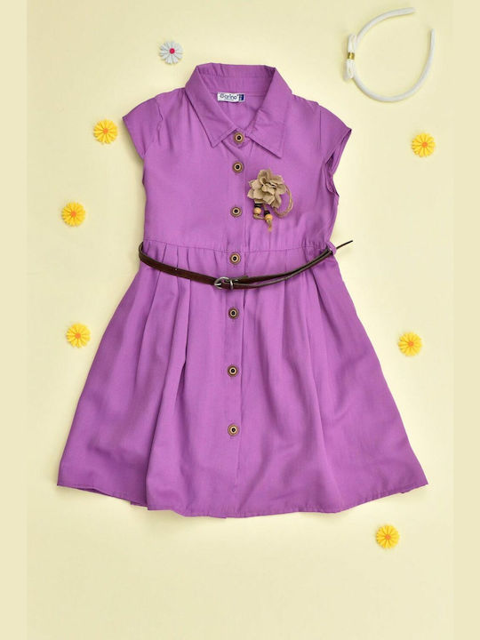 Potre Set Rochie pentru Copii cu Accesorii Mâneci scurte Violet