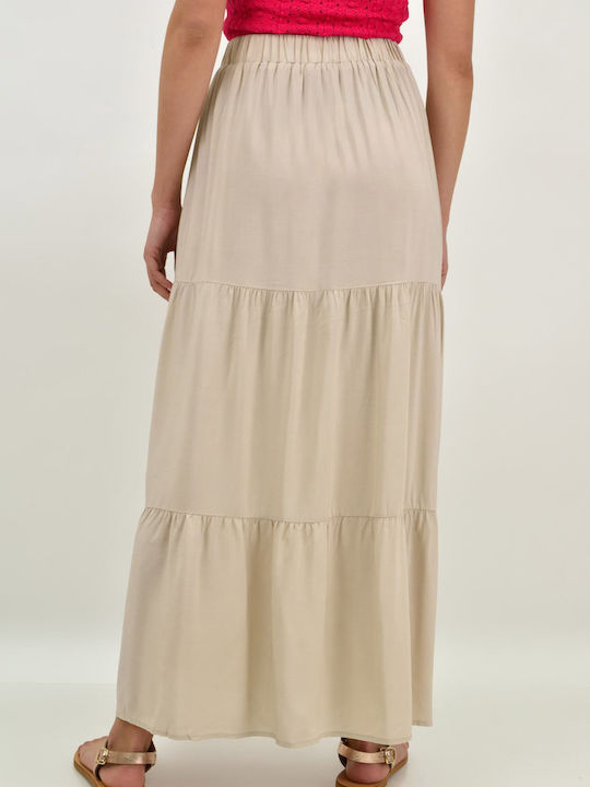 Potre High Waist Maxi Skirt in Beige color