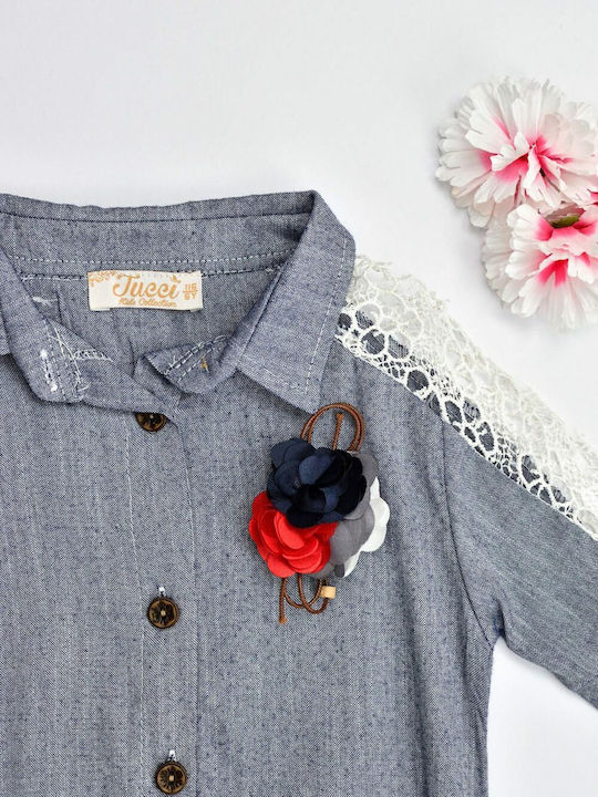 Kinderkleid Kurzärmelig Set mit Accessoires Blau