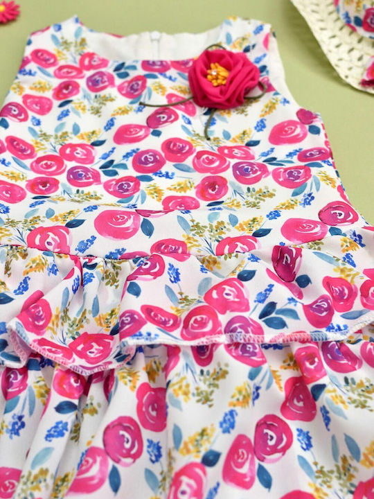 Children's Dress Sleeveless Floral Set with Accessories Multicolour
