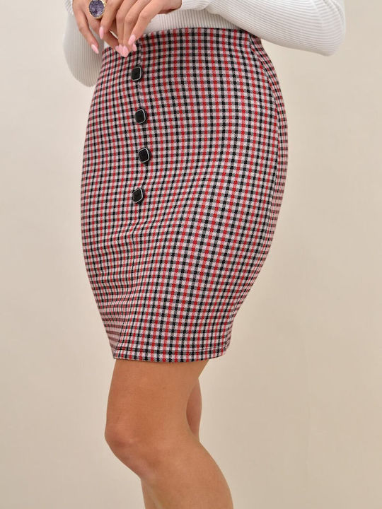 Midi Skirt Checked Black