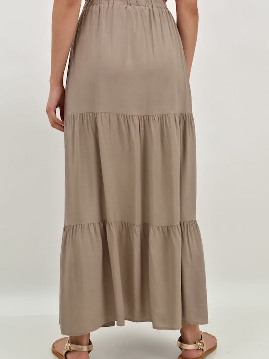 High-waisted Maxi Skirt Beige