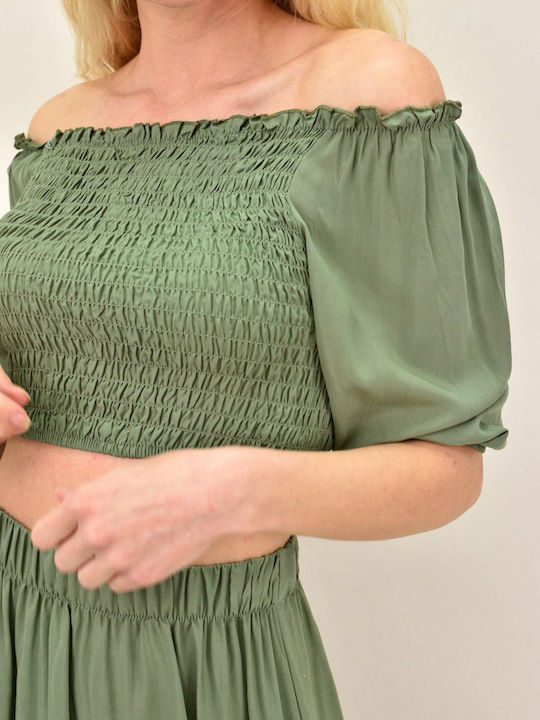 Set with Midi Skirt Green
