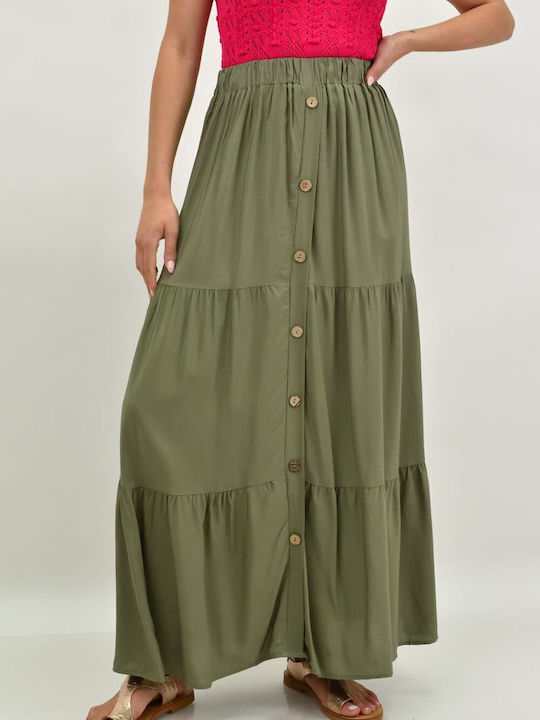 High-waisted Maxi Skirt Khaki