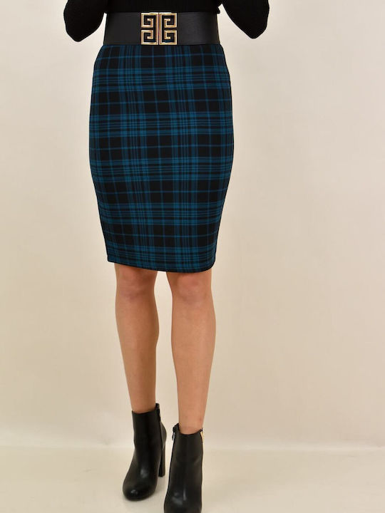 Potre Midi Skirt Checked in Blue color