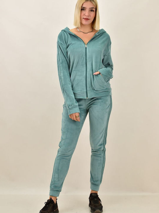 Potre Damen-Sweatpants-Set Grün Samt