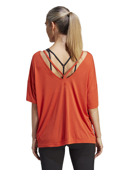 Adidas Women's Athletic Blouse Short Sleeve Orange