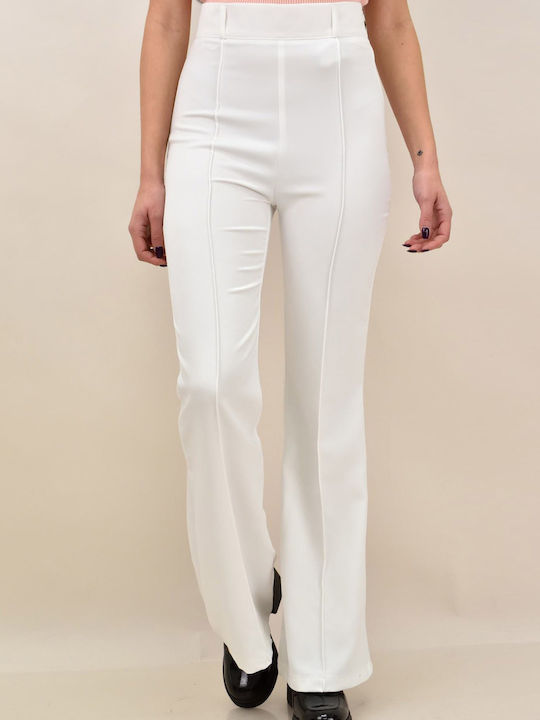 Dama Tesatura Pantaloni Evazați Alb