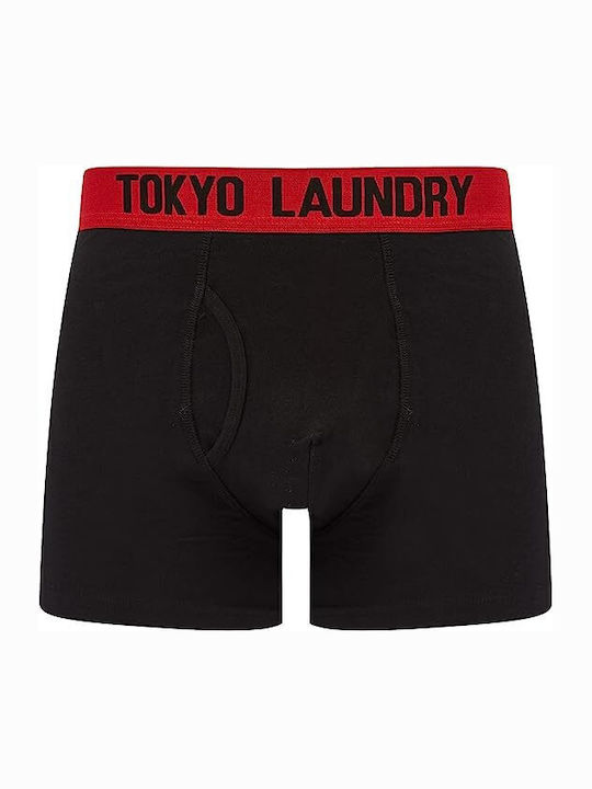 Tokyo Laundry Boxeri pentru bărbați Negru Albastru/roșu 2Pachet