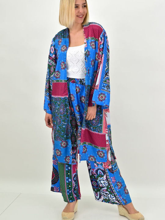 Damen Blau Set mit Hose mit Gummizug