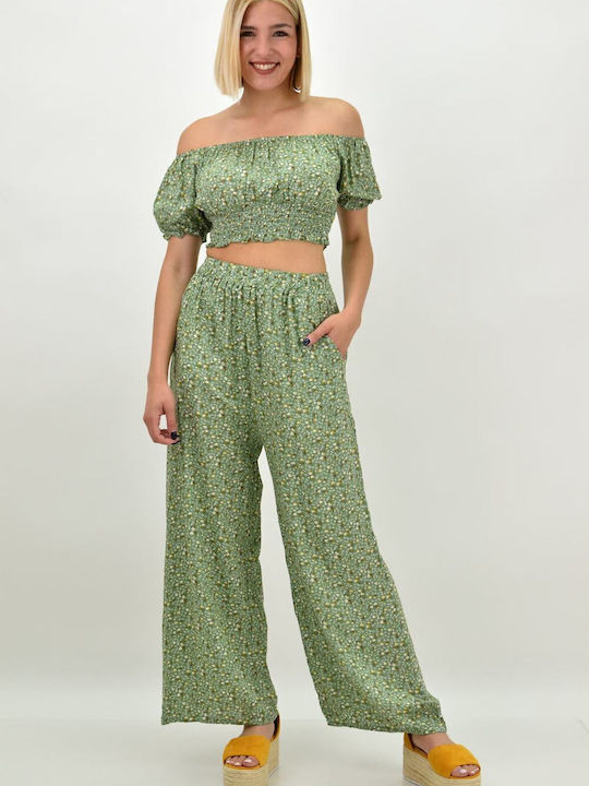 Potre Women's Green Set with Trousers Floral