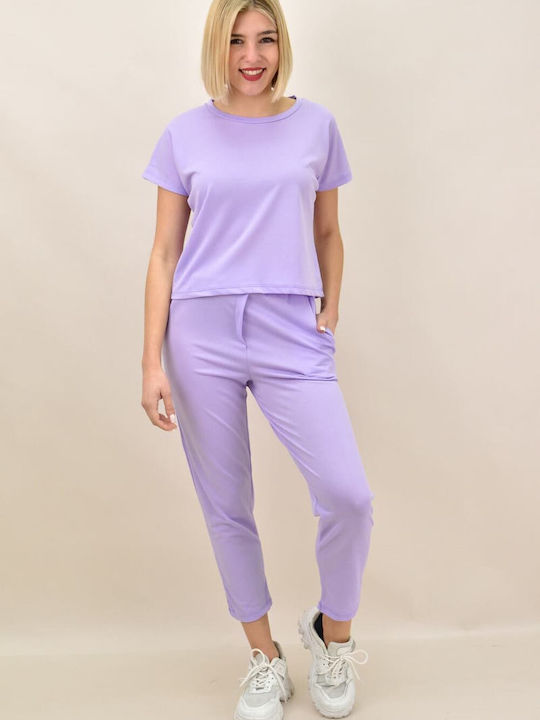 Potre Femei Violet Set cu Pantaloni cu Elastic