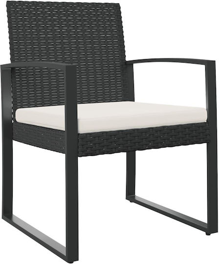 Black Outdoor Chair Set of 2 47.5x52.5x77.5cm Black Outdoor Chair Set of 2 47.5x52.5x77.5cm