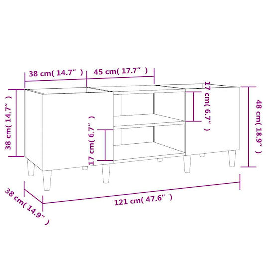 vidaXL Hi-Fi Möbel Braun 38x121x48cm