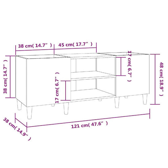 vidaXL Έπιπλο Hi-Fi Γκρι 38x121x48cm