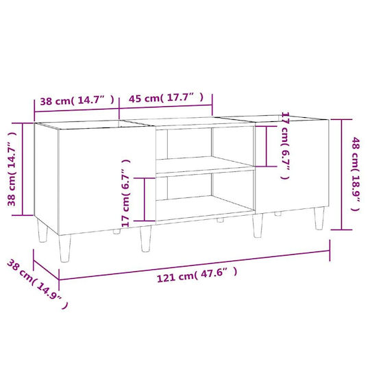 vidaXL Hi-Fi Möbel Weiß 38x121x48cm