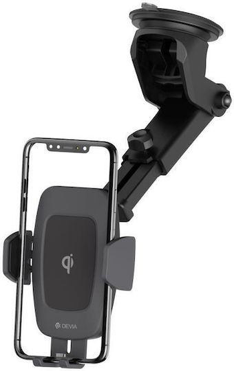 Devia Car Mobile Mount with Adjustable Hooks and Wireless Charging Black