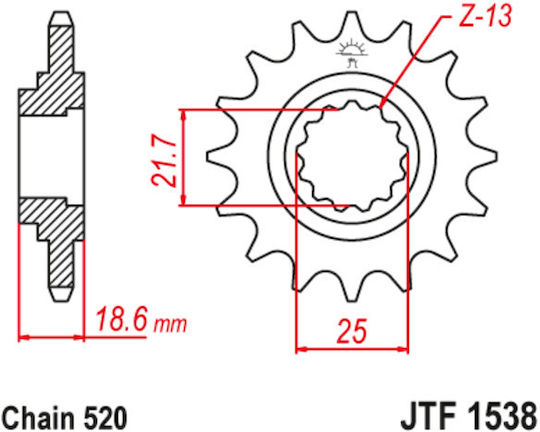 JT Sprockets Предно зъбно колело за Kawasaki Z750 / Z800