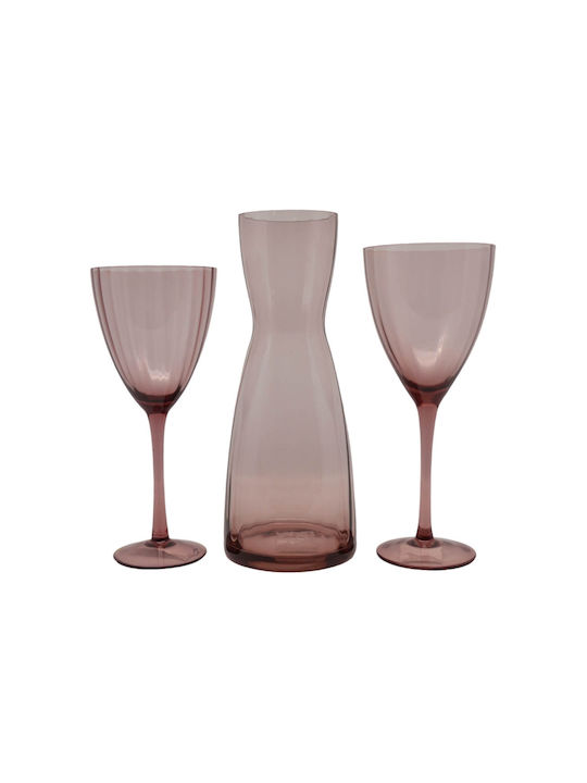 Ankor Set of Glasses for White Wine made of Glass in Purple Color Stemmed 370ml 6pcs