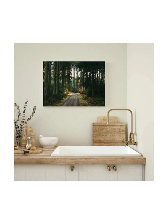 A Dirt Road in the Middle of a Forest Painting on Canvas 30x20cm
