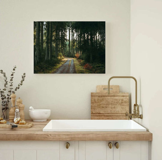 A Dirt Road in the Middle of a Forest Painting on Canvas 30x20cm