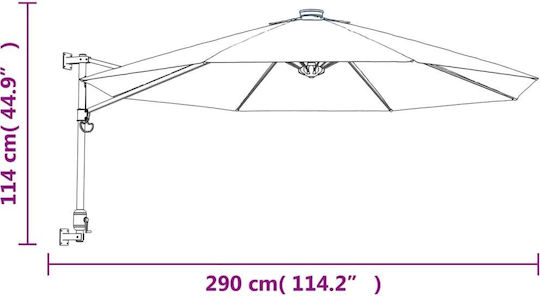 Umbrelă De Perete Rotundă Din Aluminiu Roșie Φ2.9m