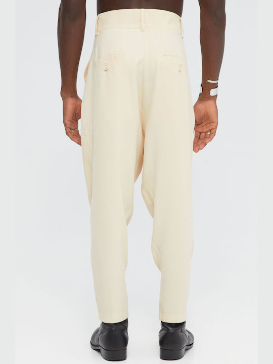 Aristoteli Bitsiani Men's Trousers in Relaxed Fit Ecru