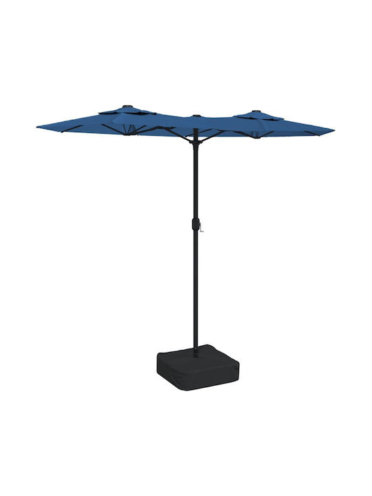 Garden & Terrace Floor Metal Round Parasol with Stand Blue