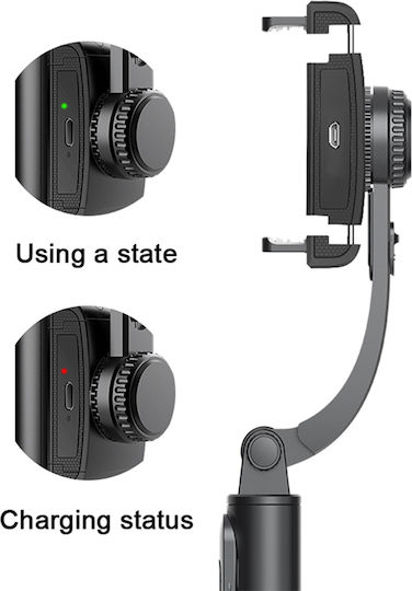 Techsuit Q08 Selfie-Stick mit Bluetooth / Fernsteuerung Schwarz