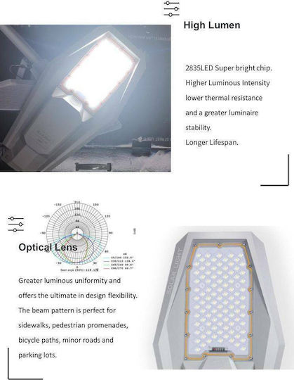Street Solar Light 200W 2600lm with Motion Sensor, Photocell and Remote Control IP67