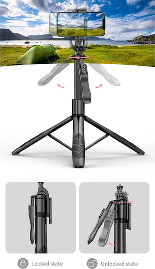 Techsuit L16 Selfie Stick με Bluetooth / Τηλεχειριστήριο Μαύρο