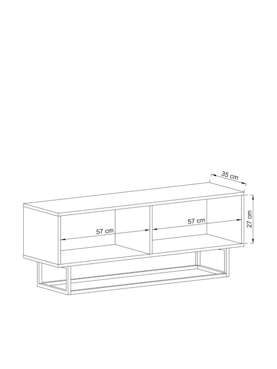 TV-Ständer aus Metall und Holz Grafit M120xT37xH47cm