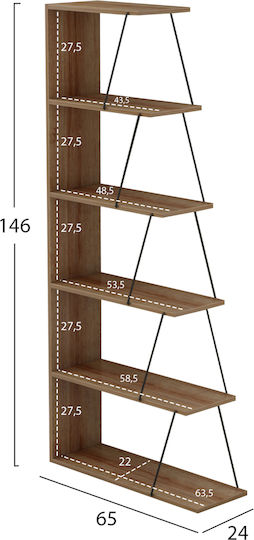 Bibliotecă Tars Stejar Natural 65x24x146 cm