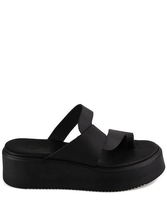 Hera Sandals Flatforms Handmade Leather Women's Sandals Black