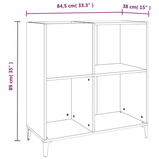 vidaXL Mobilier Hi-Fi cu 3 Rafturi Alb 38x84.5x89cm