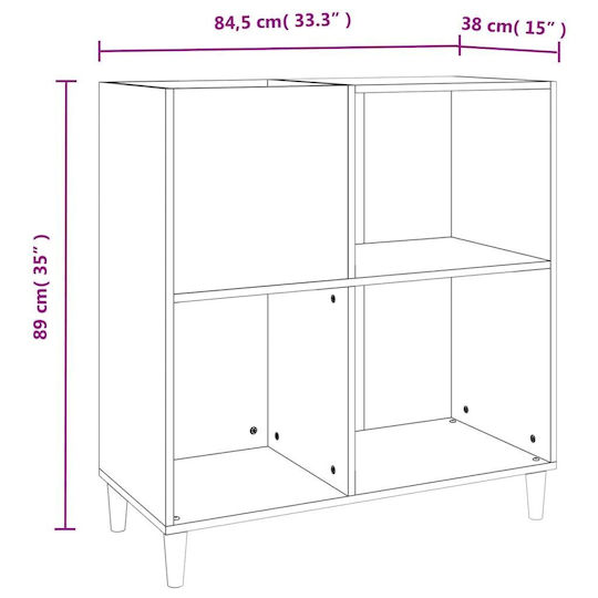 vidaXL Έπιπλο Hi-Fi με 3 Ράφια Γκρι 38x84.5x89cm