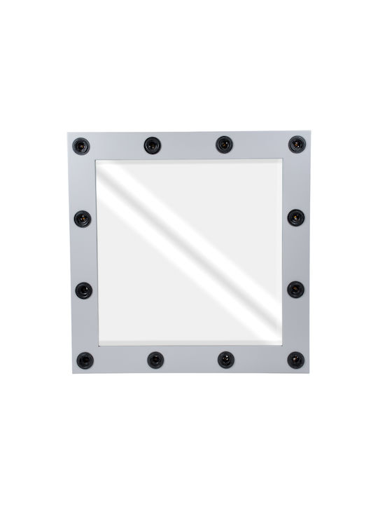 GloboStar Като Огледало за Стена с Сив Дърво Рамка & LED Осветление 80x80см 1бр