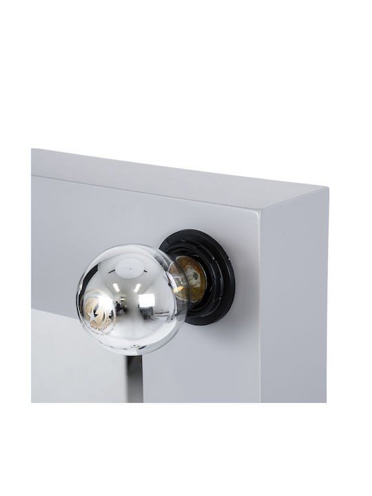 GloboStar Като Огледало за Стена с Сив Дърво Рамка & LED Осветление 80x80см 1бр