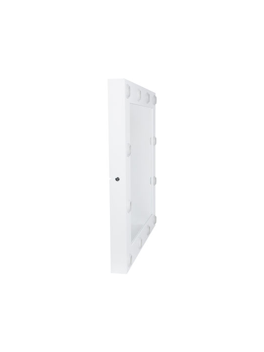 GloboStar Oglindă de Perete cu Alb Ramă din Lemn & Iluminare LED 80x80cm 1buc