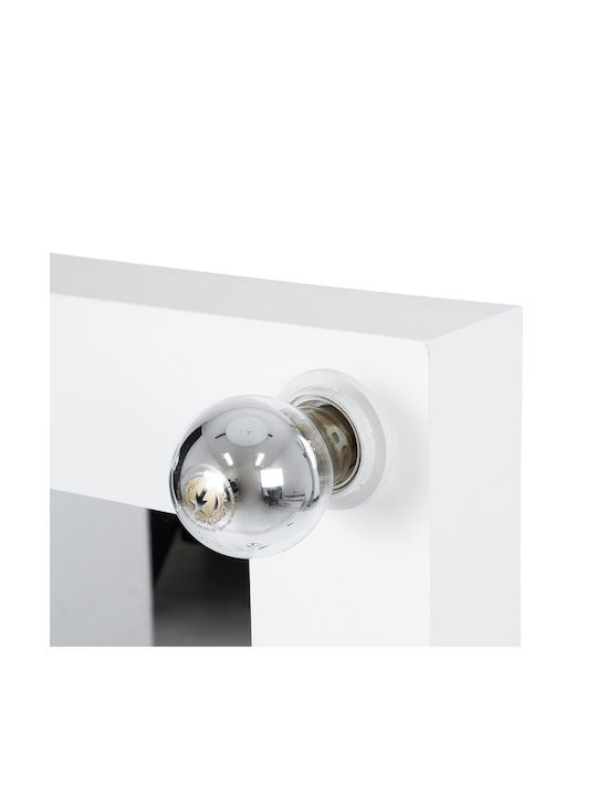 GloboStar Oglindă de Perete cu Alb Ramă din Lemn & Iluminare LED 80x80cm 1buc