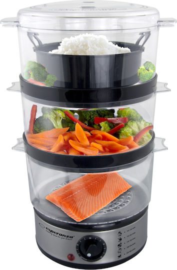 Esperanza Food Steamer with 3 Steaming Decks 7.5lt