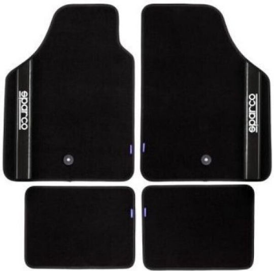Sparco Satz Vorder- und Hintermatten Universal 4Stück aus Teppichboden Schwarz